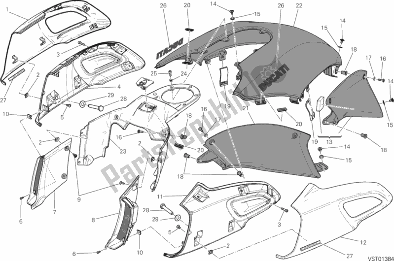 Todas as partes de Tampas Tanque do Ducati Diavel FL USA 1200 2017